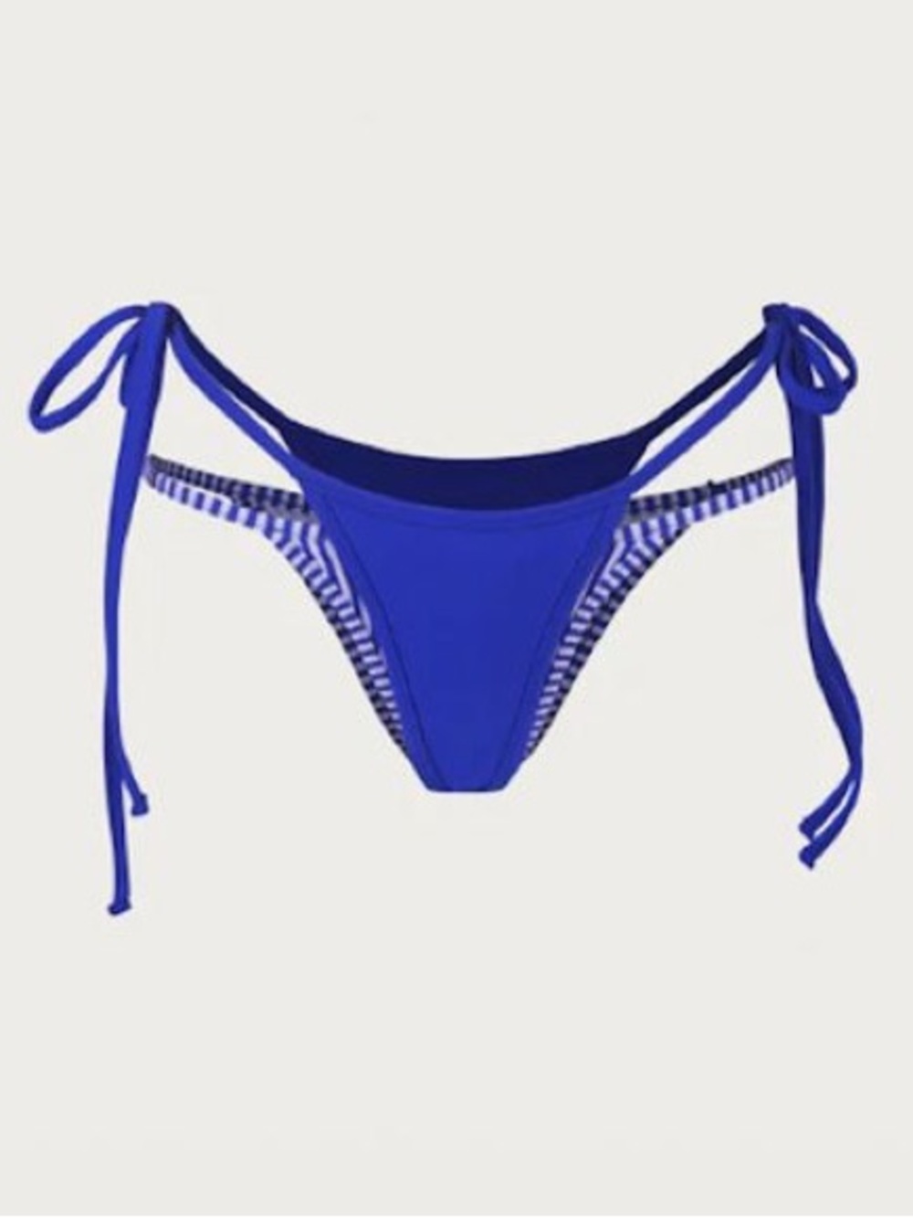 SAME Los Angeles Double Layer Bikini Bottom Blue Striped L